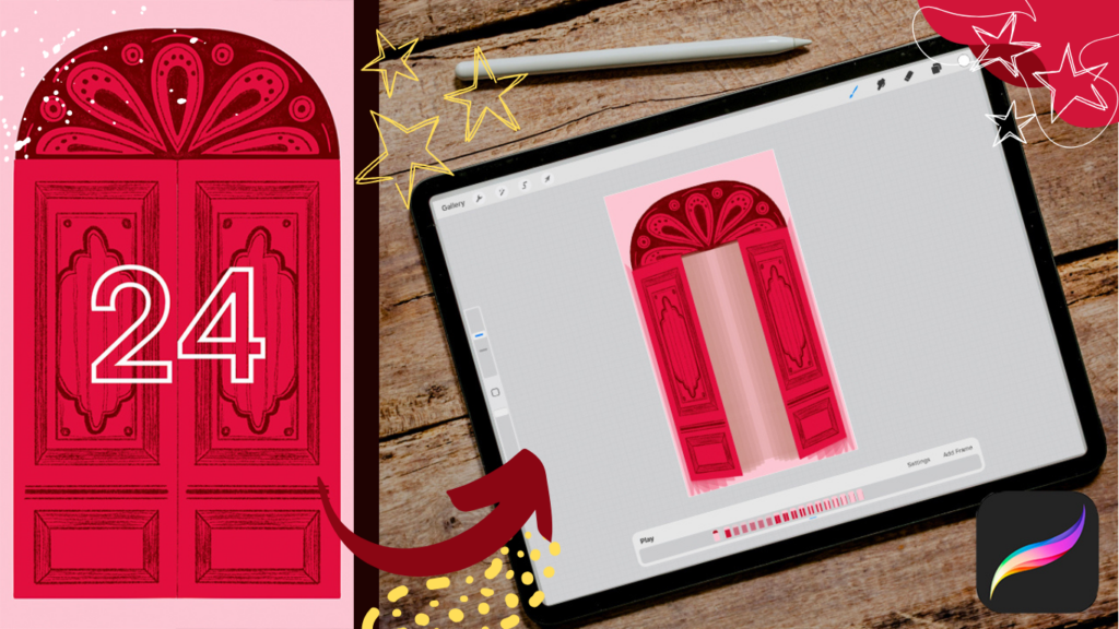 Waiting for Christmas: Animated Door Reel in Procreate